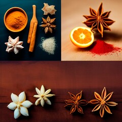 AI-generated Table Top Image Of Mixed Winter Spices
