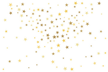 Star confetti. Gold casual confetti background. Bright design pattern.