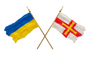 Background for designers. National Day. National flags  of Ukraine and Bailiwick of Guernsey