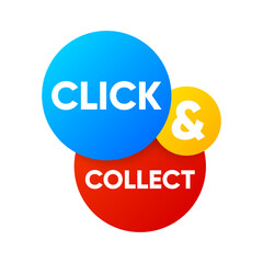 Click and Collect in bubble design. Online shopping. Vector illustration.