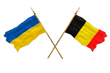 Background for designers. National Day. National flags  of Ukraine and Belgium