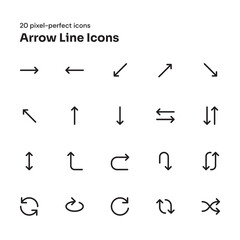 Arrow pixel-perfect outline icons suitable for website and mobile apps ui design