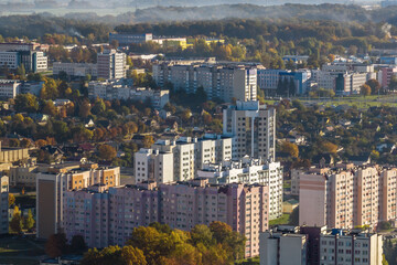panoramic aerial view of a huge residential complex with high-rise buildings