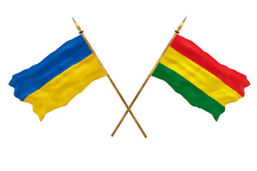Background for designers. National Day. National flags  of Ukraine and Bolivia
