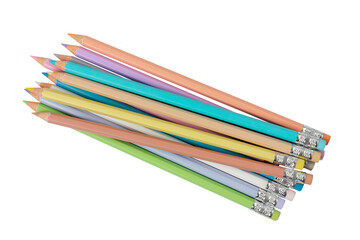Colored pencils isolated on white background. Pastel colored pencils.