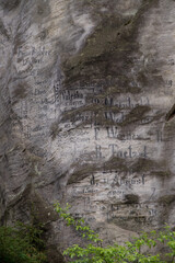 Inscriptions on the rock wall