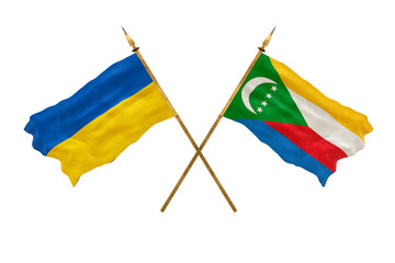 Background for designers. National Day. National flags  of Ukraine and Comoros