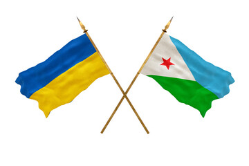 Background for designers. National Day. National flags  of Ukraine and Djibouti