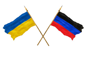 Background for designers. National Day. National flags  of Ukraine and Donetsk People's Republic