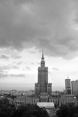 Fototapeta na wymiar Palace of Culture and Science. It is the center for various companies, public institutions and cultural activities and authorities of the Polish Academy of Sciences