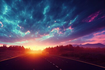 Cinematic beautiful sunset sunrise over the mountains
