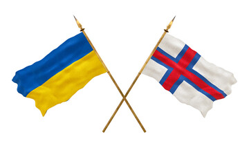 Background for designers. National Day. National flags  of Ukraine and Faroe islands