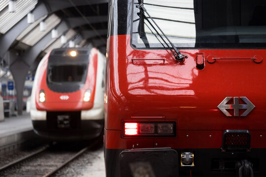 zurich, zurich,switzerland - 06 11 2022: modern swiss sbb passenger trains at zurich main station