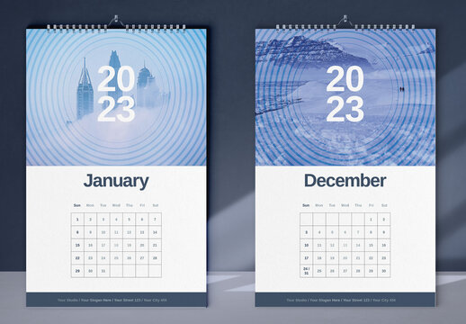 Blue Multipurpose Wall Calendar 2023 Layout