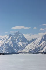 Crédence de cuisine en verre imprimé Chaîne Teton Montagnes enneigées de Grand Teton dans le Wyoming en hiver.