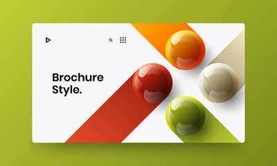 Minimalistic banner design vector layout. Amazing 3D spheres corporate identity concept.