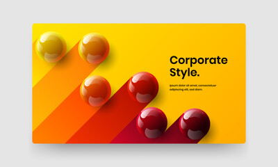 Amazing 3D spheres website screen illustration. Abstract company cover design vector concept.