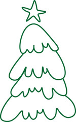 the green xmas tree hand drawing illustration