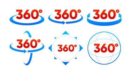360 Degrees View related line icon set. Collection signs in different design. Vector illustration.