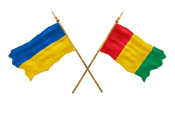 Background for designers. National Day. National flags  of Ukraine and Guinea