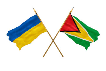Background for designers. National Day. National flags  of Ukraine and Guyana