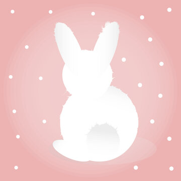 rabbit silhouette on pink background