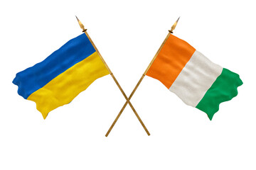 Background for designers. National Day. National flags  of Ukraine and Ivory Coast