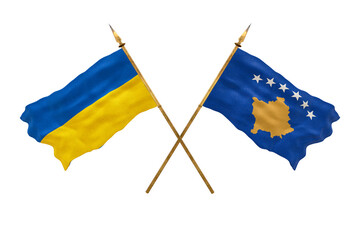Background for designers. National Day. National flags  of Ukraine and Kosovo