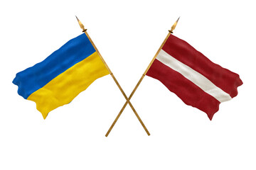 Background for designers. National Day. National flags  of Ukraine and Latvia