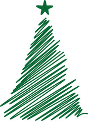 hatchy xmas tree hand drawing vector illustration