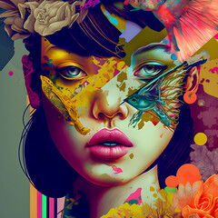 Collage Fun Art, 80s and 90s style Background Illustartion, Pop-Art Collection, Psychedelic 90s style