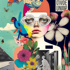 Collage Fun Art, 80s and 90s style Background Illustartion, Pop-Art Collection, Psychedelic 90s style