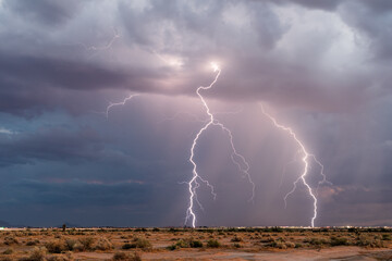 lightning storm in the desert