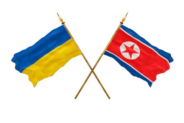 Background for designers. National Day. National flags  of Ukraine and North Korea