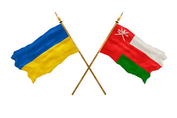 Background for designers. National Day. National flags  of Ukraine and Oman