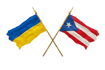 Background for designers. National Day. National flags  of Ukraine and Puerto-Rico