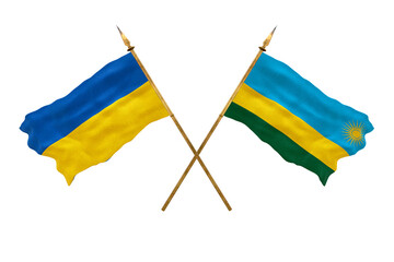 Background for designers. National Day. National flags  of Ukraine and Rwanda