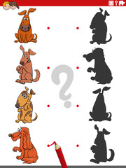 educational shadow game with comic dog characters