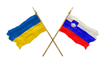 Background for designers. National Day. National flags  of Ukraine and Slovenia