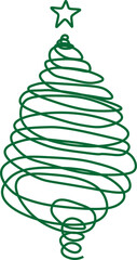 the christmas tree one line illustration green