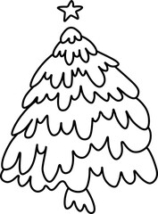 snowy xmas tree hand drawing vector illustration