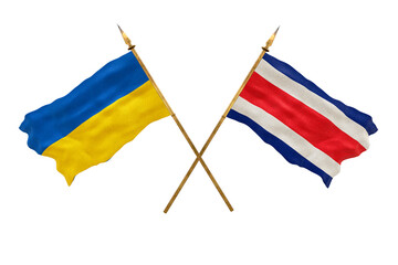 Background for designers. National Day. National flags  of Ukraine and Сosta-rica