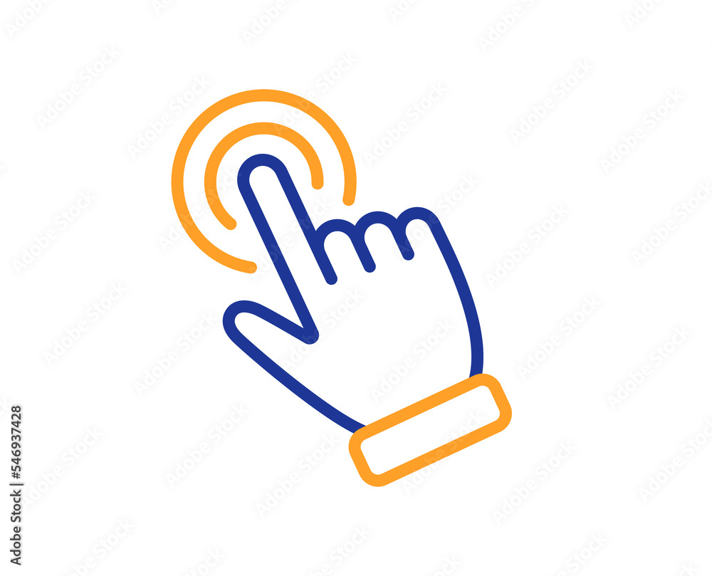 Poster hand cursor line icon. click action sign. finger pointer symbol. colorful thin line outline concept.
