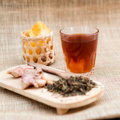 
Indonesian traditional drink called ginger tea which is made from a mixture of pure tea and crushed ginger that has been burned brewed with a little sugar makes the body warm and healthy