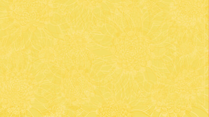 Elegant Yellow floral abstract background. Sketched sunflowers wallpaper. Bright golden yellow backdrop with hints of drawn sunflowers throughout.
