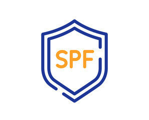 Fototapeta premium Spf protection line icon. Sun protect sign. Sunscreen effect symbol. Colorful thin line outline concept. Linear style spf protection icon. Editable stroke. Vector