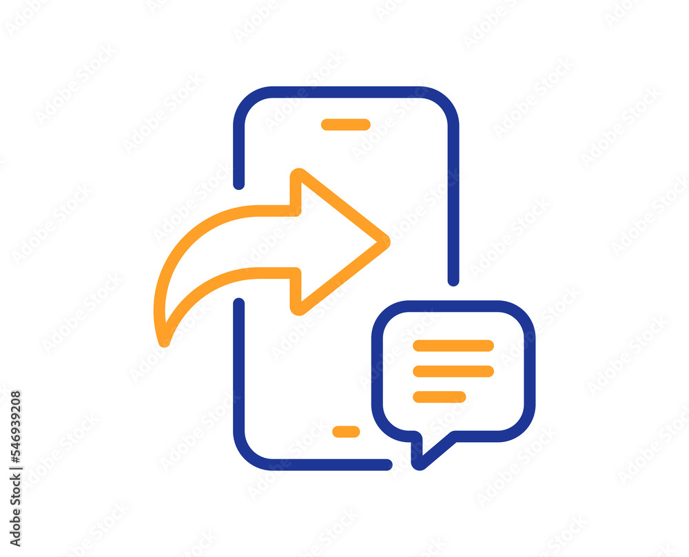 Poster phone message line icon. smartphone app sign. cellphone mobile device symbol. colorful thin line out