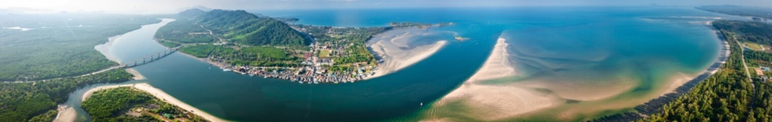 Aerial view of the Siri Lanta Bridge in koh Lanta, Krabi, Thailand