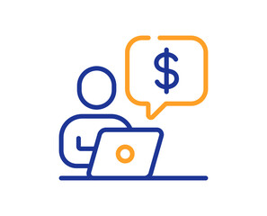 Business person line icon. Online credit money sign. Bank symbol. Colorful thin line outline concept. Linear style business person icon. Editable stroke. Vector