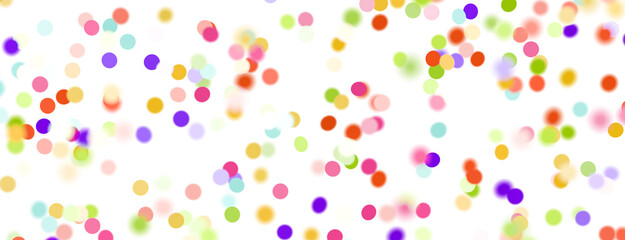 Multicolor confetti abstract background with a lot of falling pieces, isolated on a white background. Festive decorative tinsel element for design